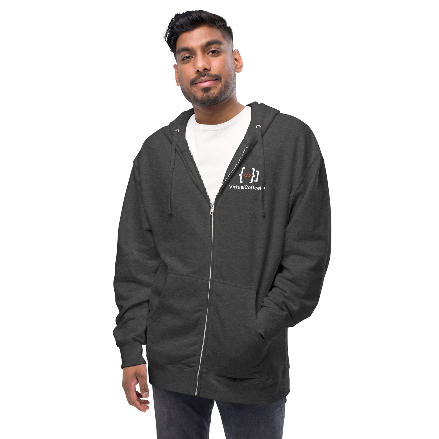 Virtual Coffee Unisex fleece zip up hoodie
